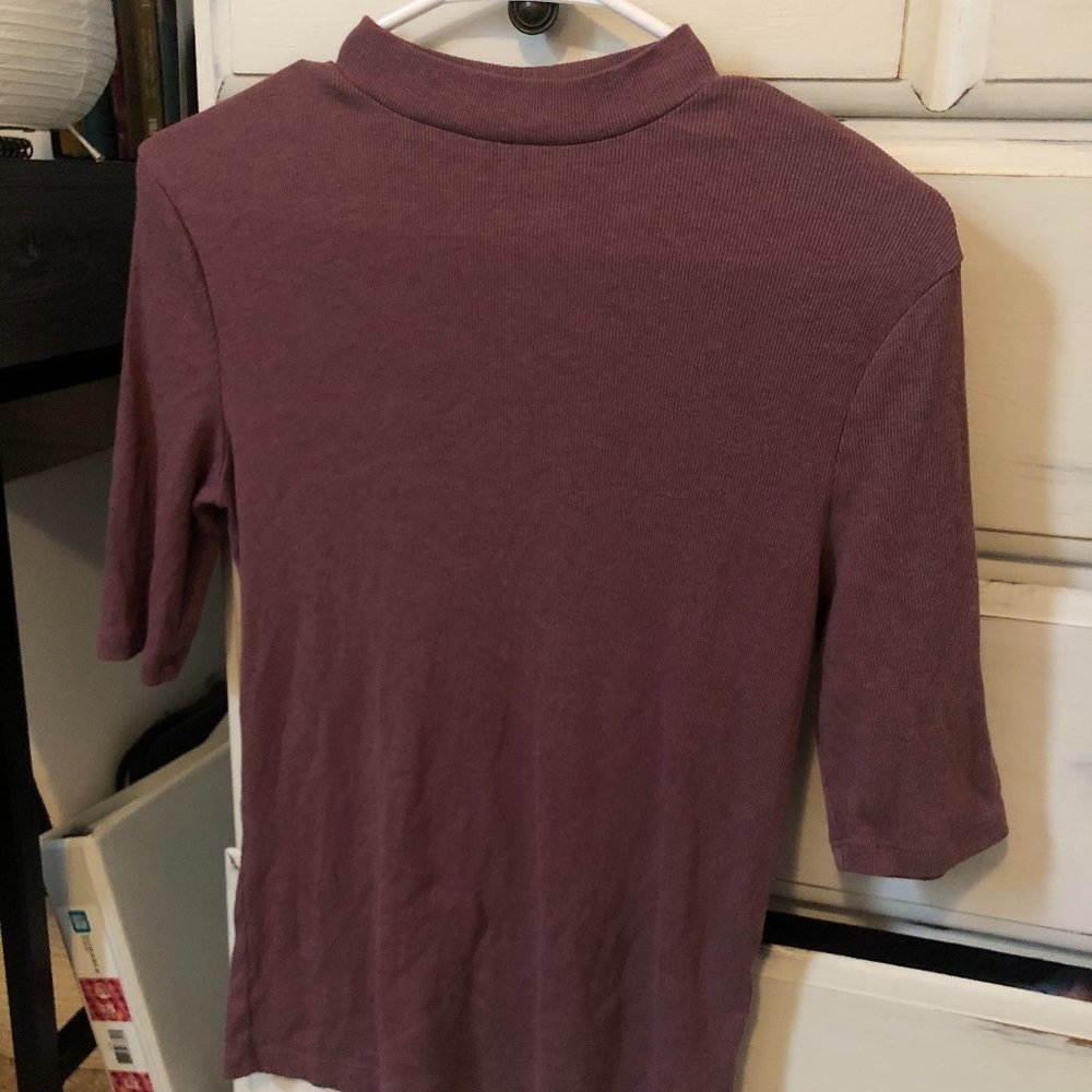 target brand, dark pink top, high neck